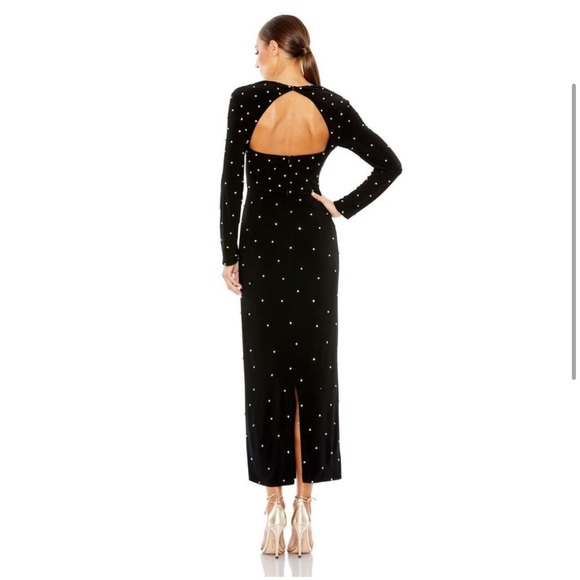 MAC DUGGAL ALLOVER RHINESTONE LONG SLEEVE DRESS - Picture 2 of 9